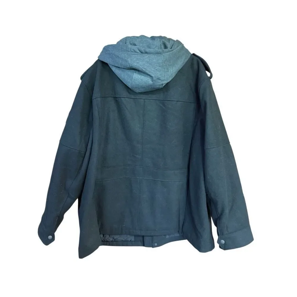 Levi's Men's Wool Blend Hooded Military Jacket Black Sz 3XL